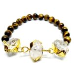 Certified Herkimer Diamond Tiger Eye Unisex Bracelet