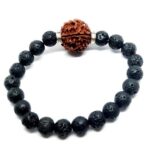 Certified Lava Volcano Stone Crystal Bracelet with 5 Face Mukhi Nepal a Energized Lava Bracelet AAA Quality Certified Unisex