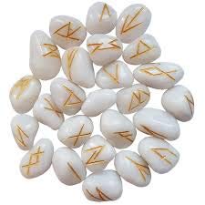 Natural White Quartz Pebbles Rune Stone Set 25 Pcs, White Quartz White Agate Pebbles Rune Stone Set