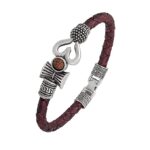 Trishul Damru OM Rudraksh Moti Silver Plated Mahakal Shiva Genuine Leather Bracelet For Men And Boys