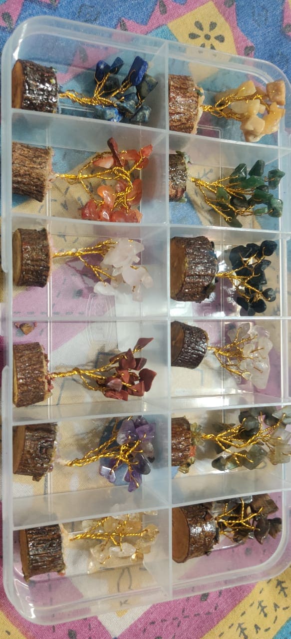 Full set of mini trees made of different stones