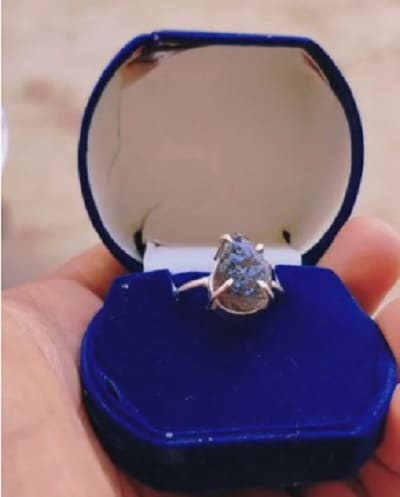 Natural Chintamani crystal adjustable ring in German silver