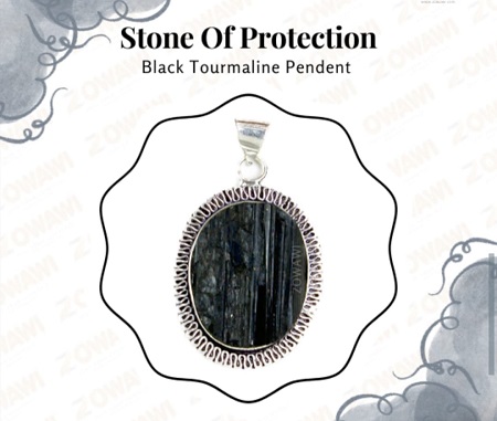 Stone of Protection Black tourmaline pendant