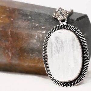 Natural Selenite Pendant In Sterling Silver