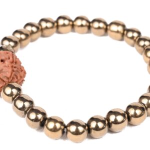 Golden pyrite with rudraksha bracelet