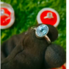 Natural Blue Topaz Gemstone adjustable ring In Silver