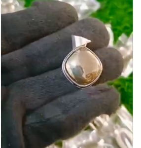 Natural Pyrite AAA Quality Polished Stone Pendant In German Silver