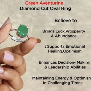 Green Aventurine Diamond Cut Oval Ring