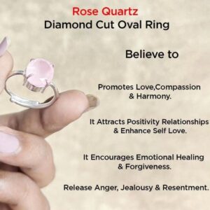 Rose quartz Diamond Cut Oval Ring