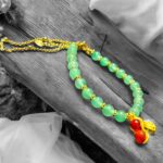 Green Aventurine Bracelet with Chain Peanut Pendant