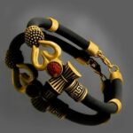 Om Trishul Leather Kada Bracelet