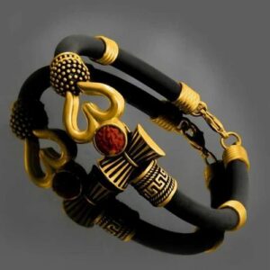 Om Trishul Leather Kada Bracelet