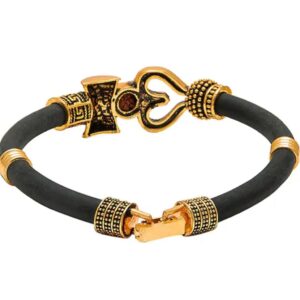 Trishul Leather Kada Bracelet