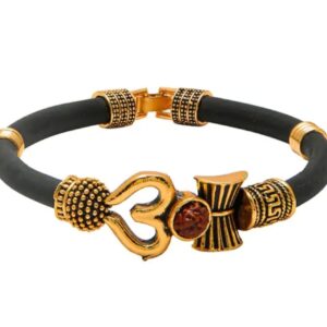 Om Trishul Leather Kada Bracelet