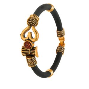 Om Trishul Leather Kada Bracelet