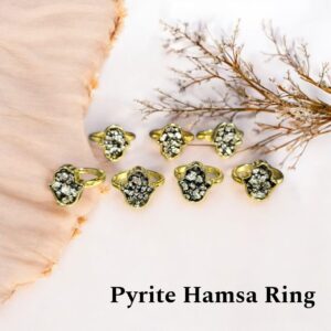 Pyrite Hamsa Ring