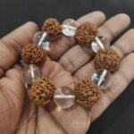 original 5 mukhi rudraksha bracelet with clear quartz 14MM