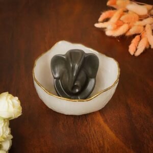 Pyrite ganesh in a selenite bowl