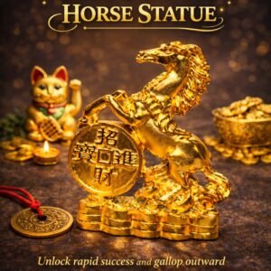 Gold Feng Shui Horse Statue
