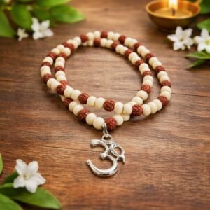 Rudraksha ✨ Tulsi Mala with Om charm