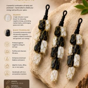Selenite tourmaline hanger