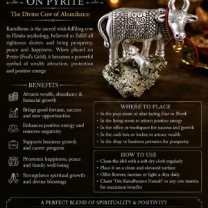 silver kamdhenu on pyrite