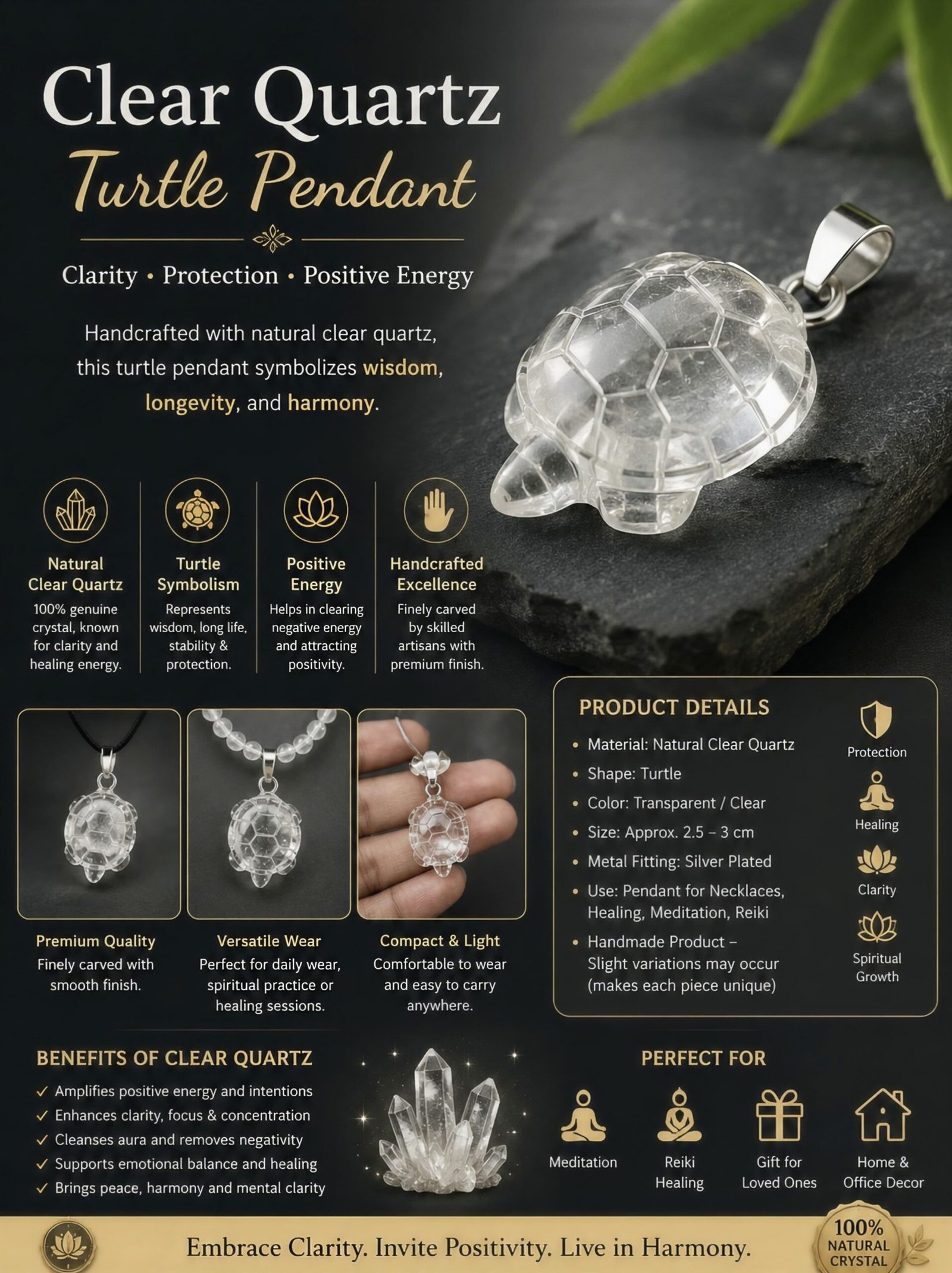 WhatsApp Image 2026-06-05 at 2.25.54 AM (1) Clear Quartz Turtle Pendant