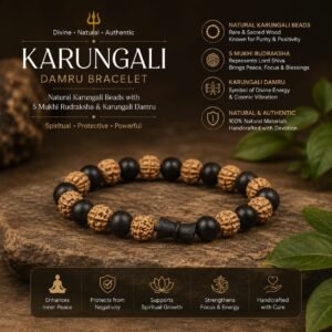 Natural Karungali & 5 Mukhi Rudraksha Bracelet
