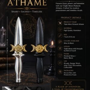 Triple Moon Pentacle Athame