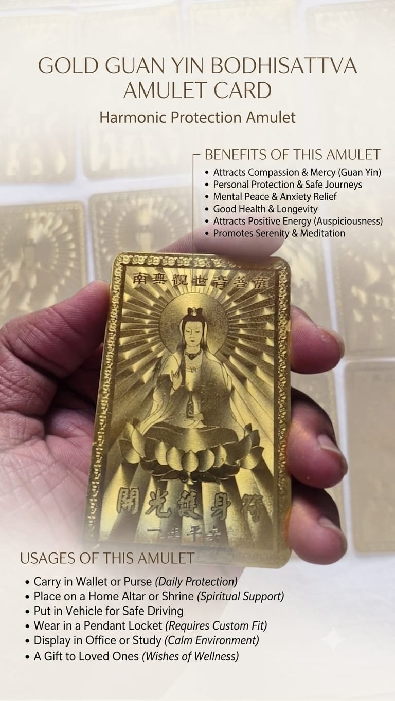 WhatsApp Image 2026-07-03 at 6.19.13 AM Gold Guan Yin Bodhisattva Amulet Card