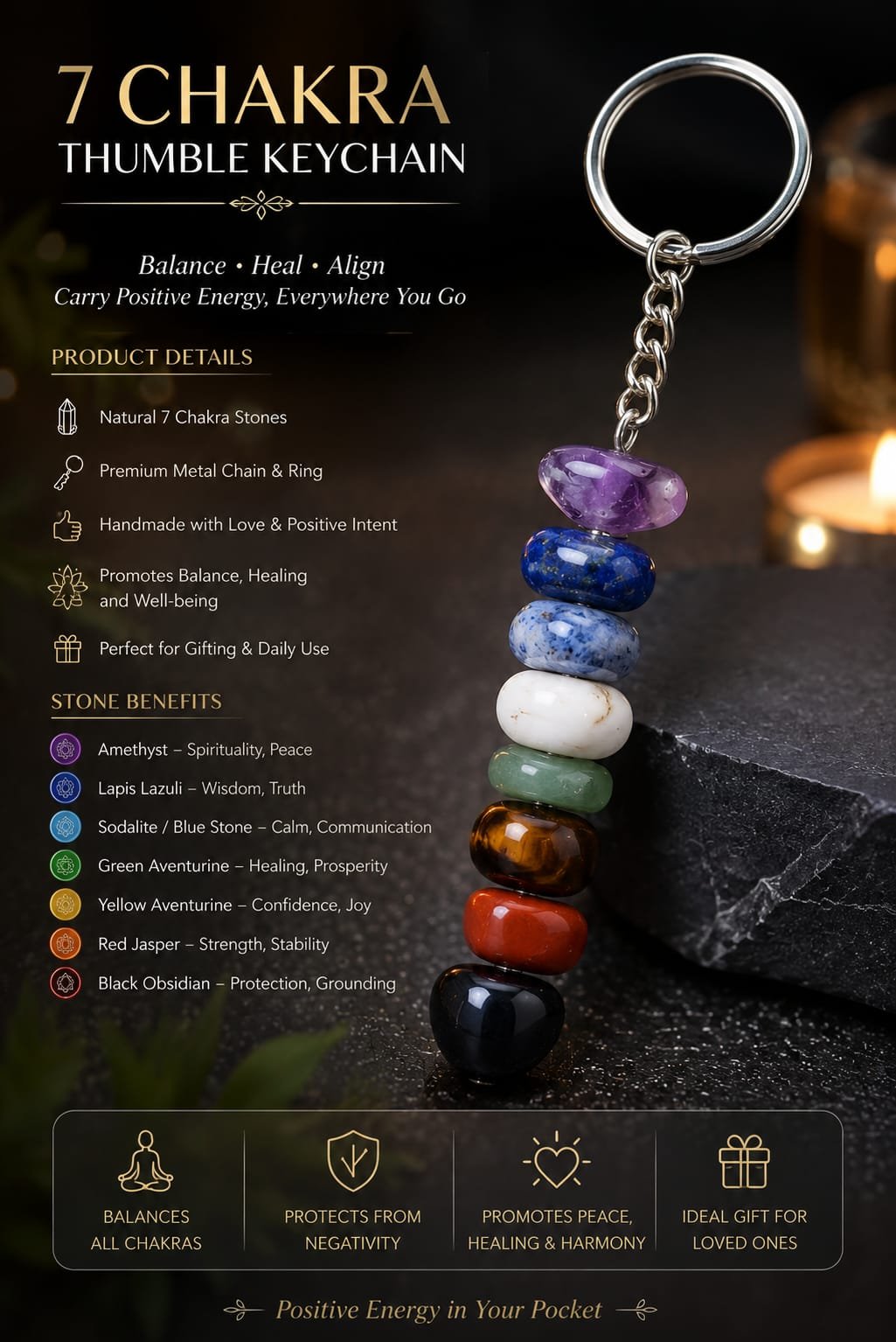 WhatsApp Image 2026-07-03 at 6.19.14 AM 7 Chakra Tumble Stone Keychain