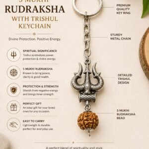 5 Mukhi Rudraksha with Trishul Keychain