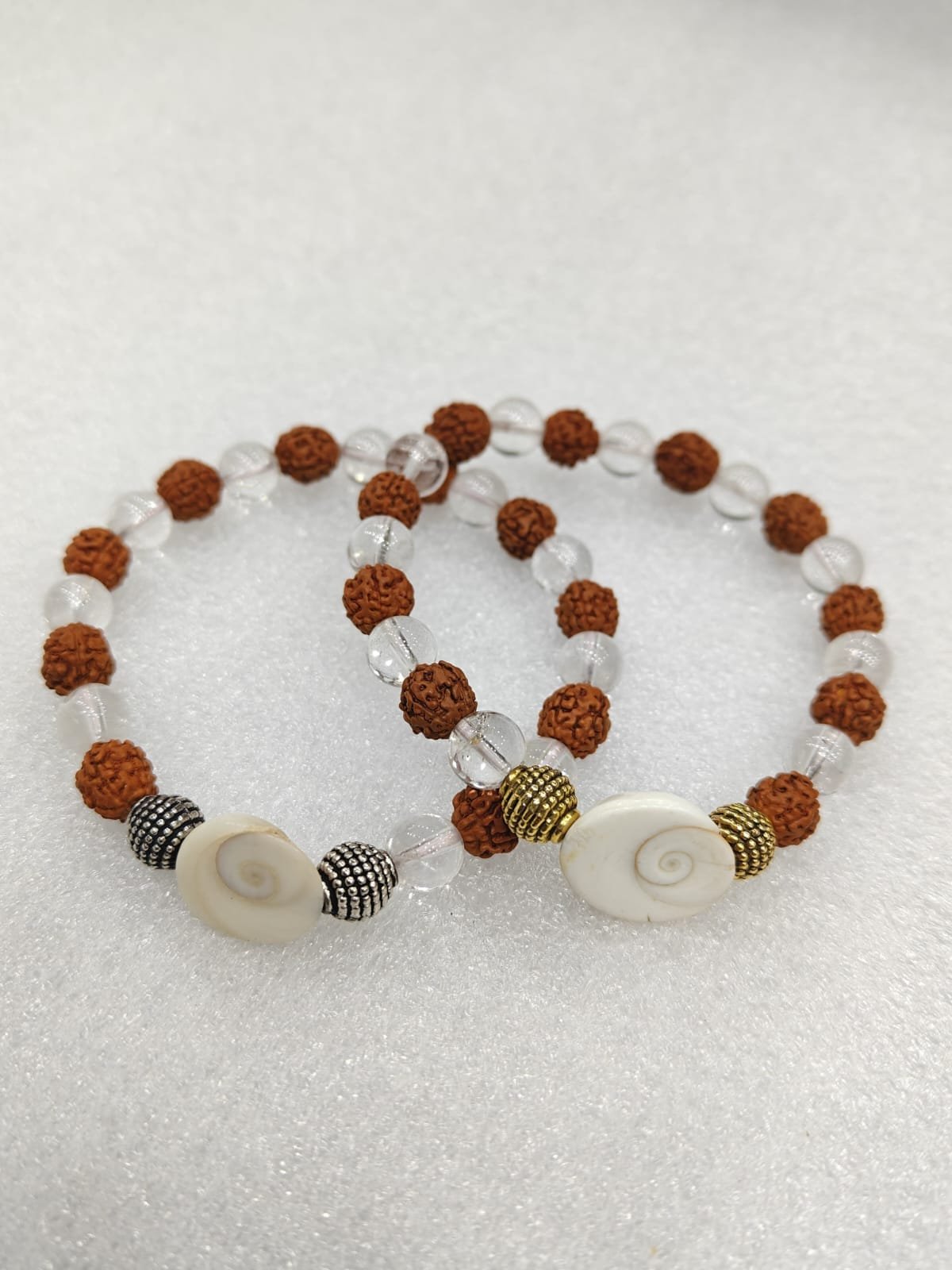 WhatsApp Image 2026-07-17 at 7.06.23 PM Natural Clear Quartz, 5 Mukhi Rudraksha & Gomti Chakra Bracelet