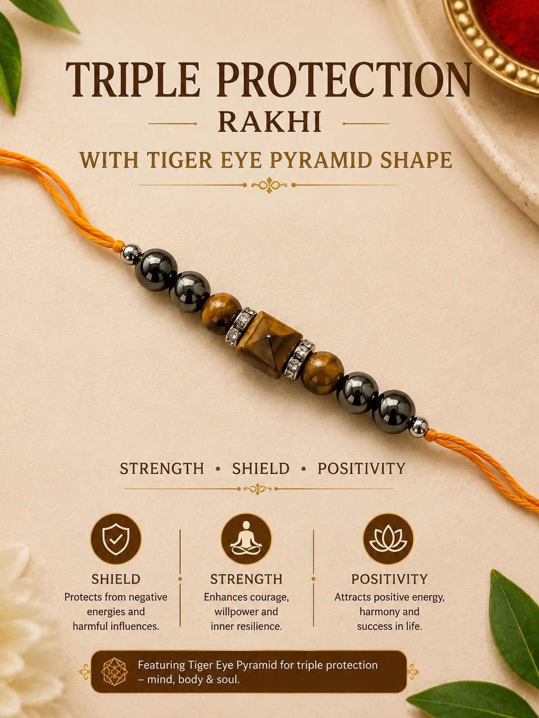 WhatsApp Image 2026-07-18 at 6.35.33 PM (1) Triple Protection Rakhi with Tiger Eye Pyramid