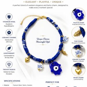 Western-Style Blue Charm Necklace