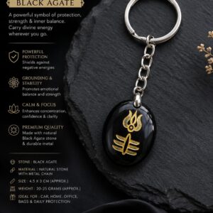 SHIVA SHAKTI BLACK AGATE KEYCHAIN