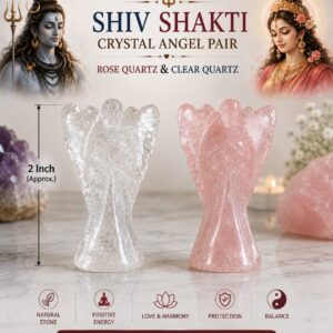 Shiv Shakti Crystal Angel Pair (Rose Quartz & Clear Quartz)