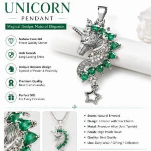 Natural Emerald Unicorn Pendant