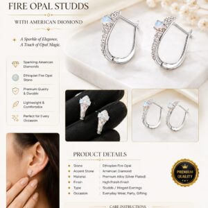 Ethiopian Fire Opal Studs with American Diamond