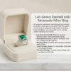 Lab-Grown Emerald with Moissanite Silver Ring