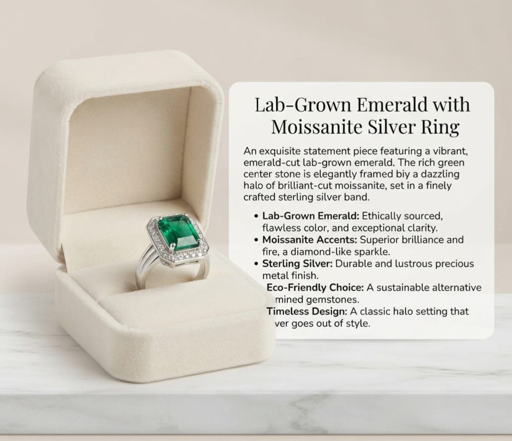 WhatsApp Image 2026-08-13 at 7.19.56 PM Lab-Grown Emerald with Moissanite Silver Ring