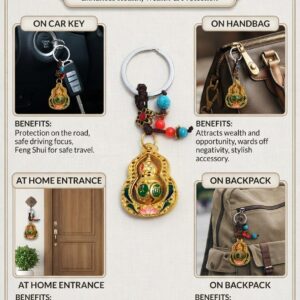 Gold Gourd (Hulu) Feng Shui Amulet Keychain