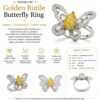 Golden Rutilated Quartz Butterfly Ring