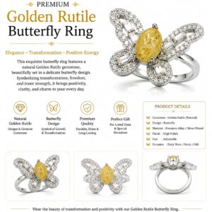 Golden Rutilated Quartz Butterfly Ring