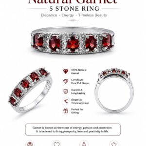 Natural Garnet 5-Stone Ring