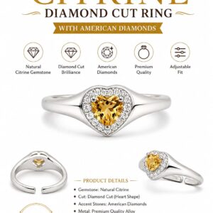 Natural Citrine Diamond-Cut Ring